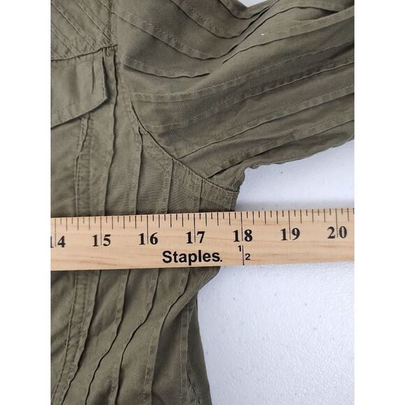 Chico's Olive Green Jacket Textured Cotton Blend Blazer Style Size 0 - Picture 3 of 6